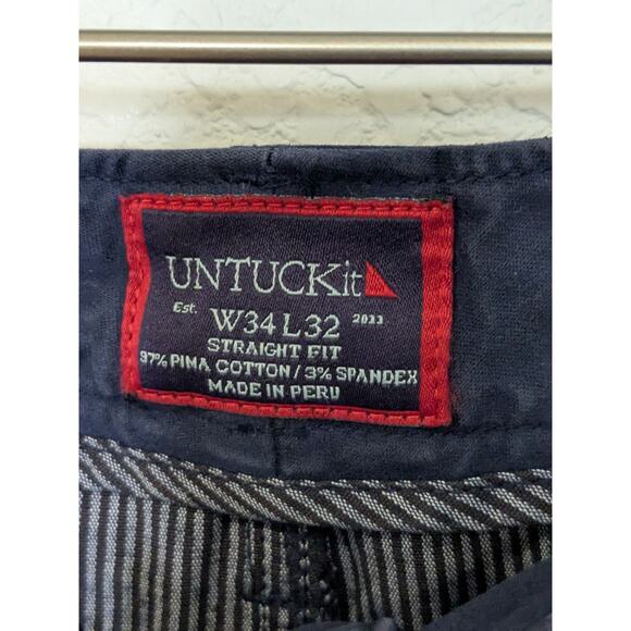 UNTUCKit Straight Fit Navy Blue Flat Front Casual Work Pants Mens Size 34 x 32 - Picture 3 of 8